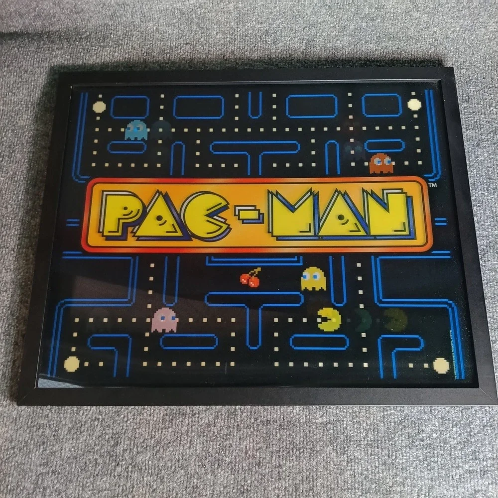 Pac Man Lenticular Framed Wall Art Retro Arcade Video Game 3D Motion 18x15